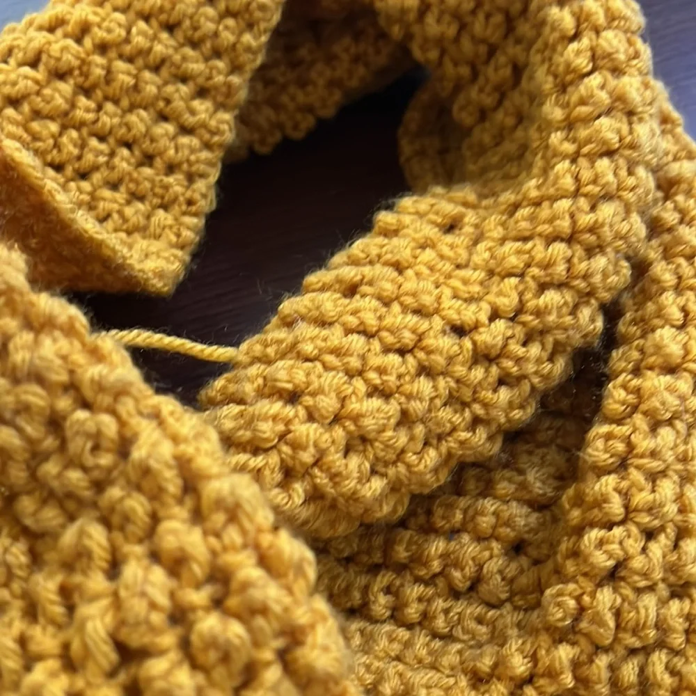 Hand Crochet Yellow Infinity Scarf - Picture 3 of 3